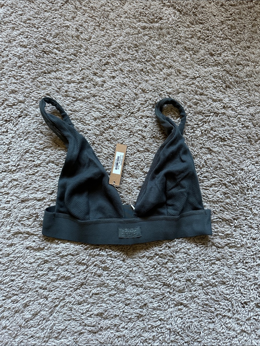 Skims Ribbed Triangle Bralette - deep sea green